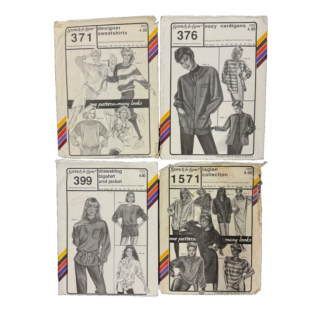 Lot of 4 Stretch & Sew Sewing Patterns Set Vintage Collection